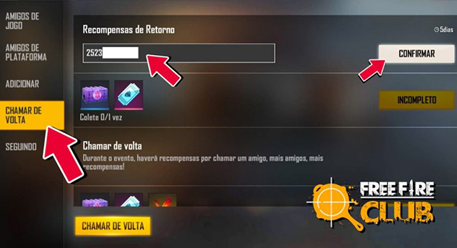 Chamar amigo de volta no Free Fire News